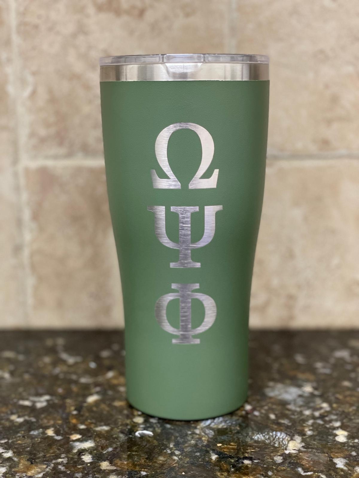 Green Stainless Steel Tumbler - Omega Psi Phi