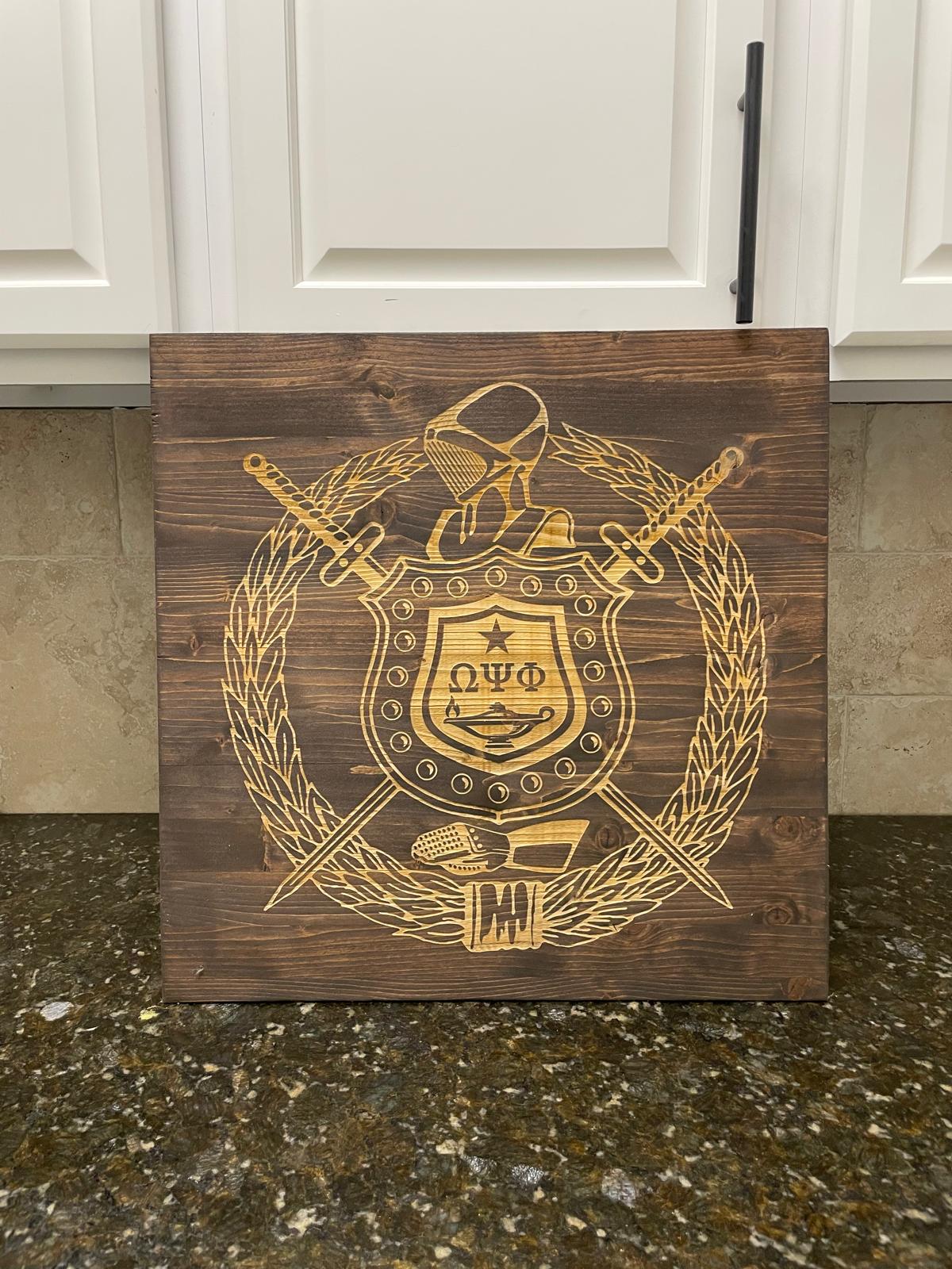 Omega Psi Phi Shield - Wood Plaque (20x20)