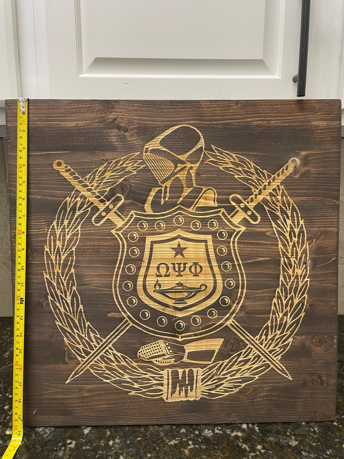 Omega Psi Phi Shield - Wood Plaque (20x20)